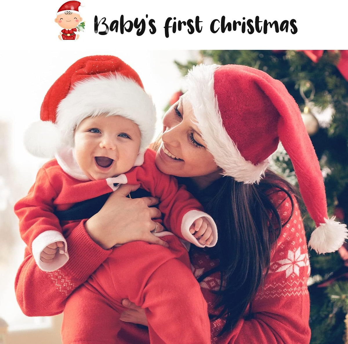 Plush red velvet Santa hat for babies and kids, view 6