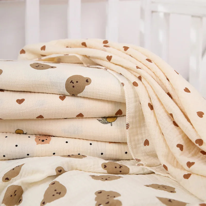 Printed cotton muslin baby swaddle blanket, view 6