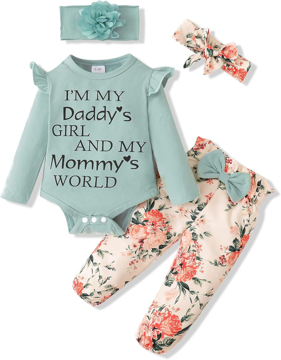 Baby girl fall and winter four-piece outfit set