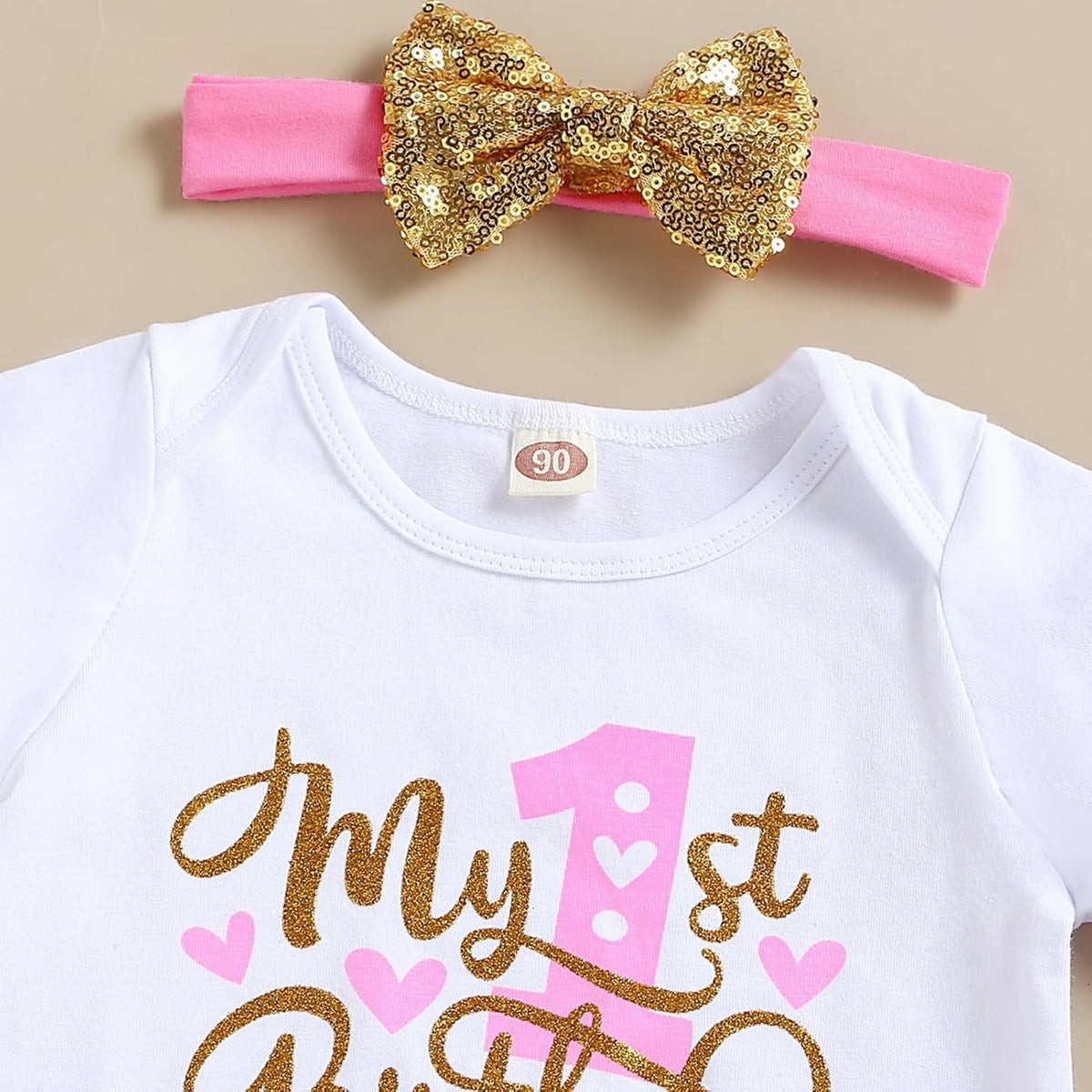 First birthday cake smash outfit with romper, tutu and headband, view 4