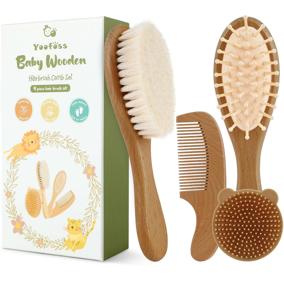 Wooden baby brush and comb set, view 8
