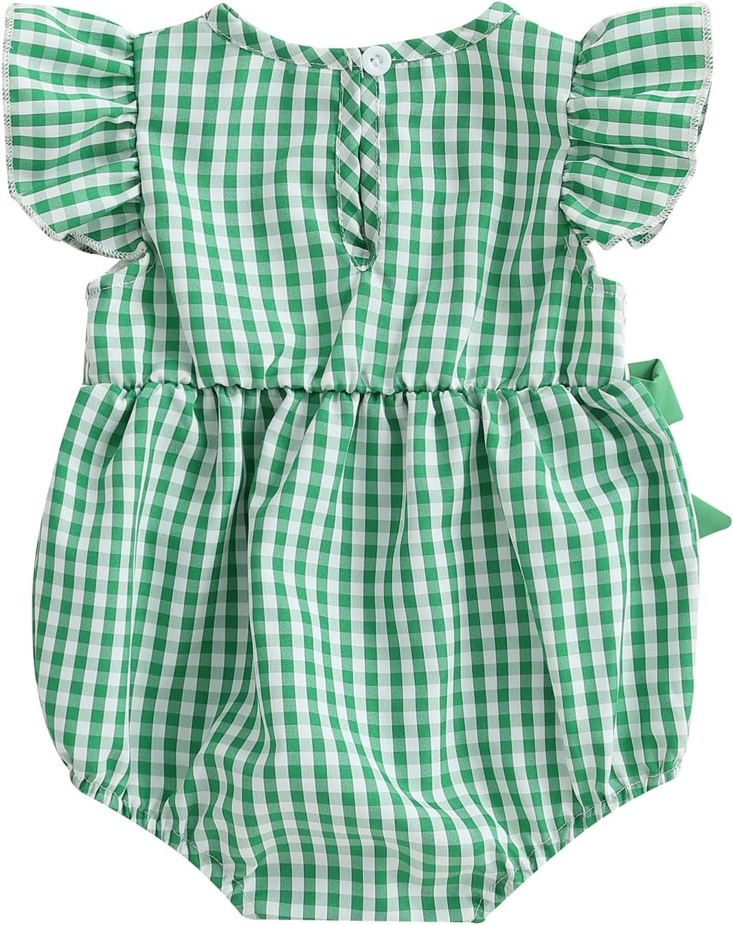 Smocked Santa gingham bubble romper, view 4