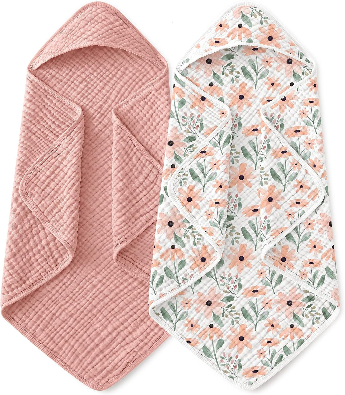 Muslin hooded baby towels, 2-pack, view 6