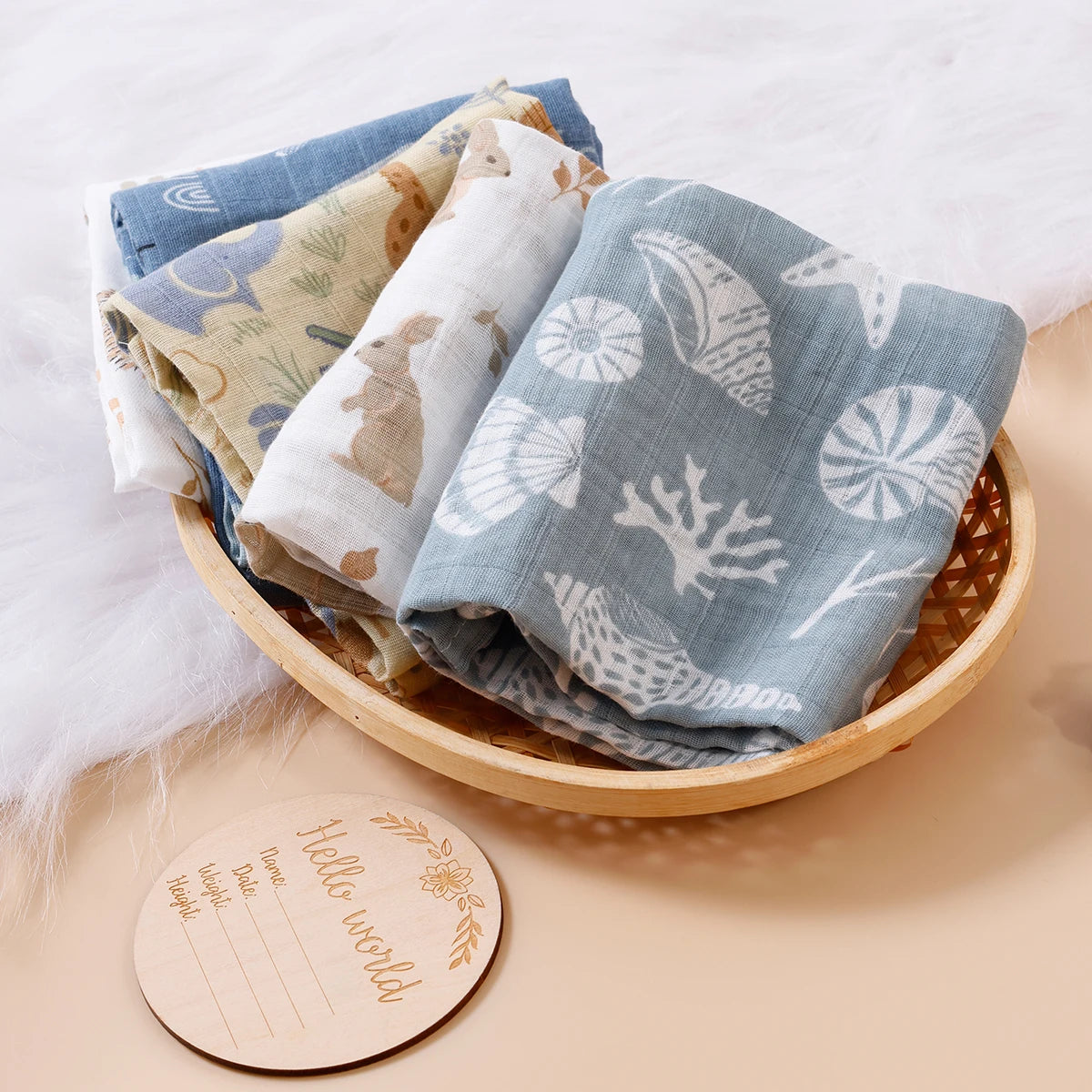 Cotton muslin baby burp cloths, five-pack, view 3