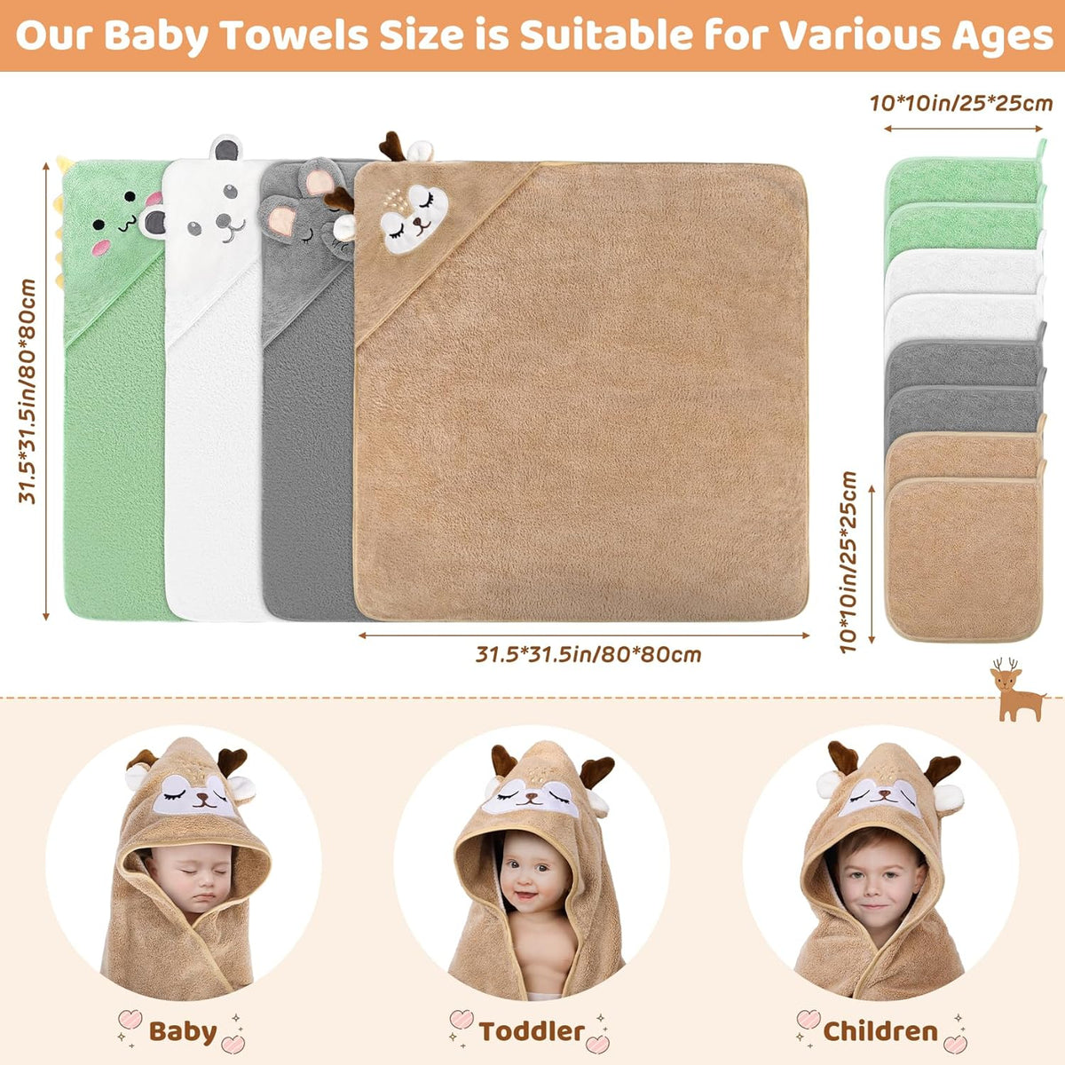 12-piece baby bath towel set, view 2