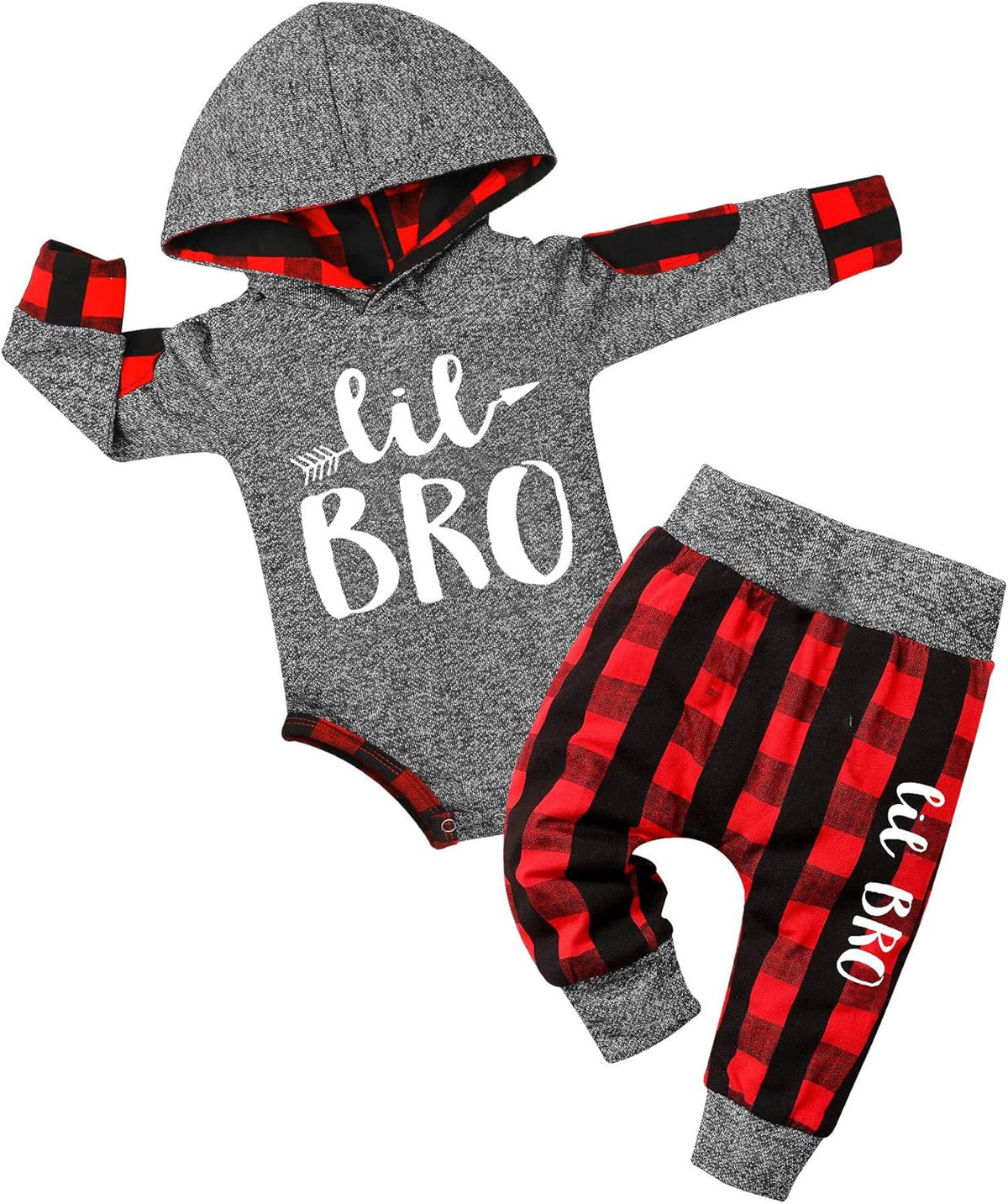 Baby boy plaid hoodie and pants two-piece set