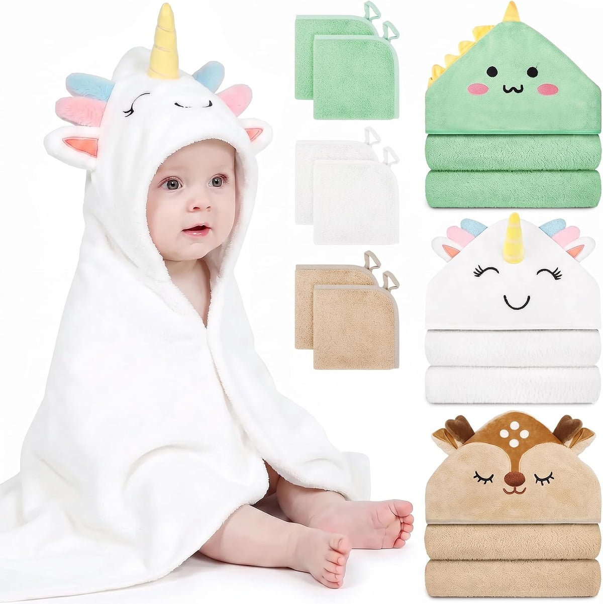 12-piece baby bath towel set, view 8