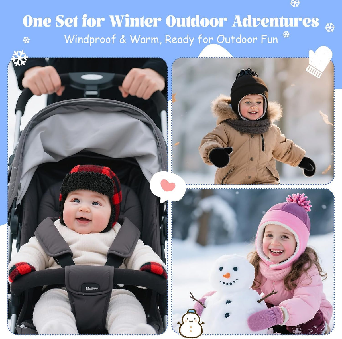 Sherpa-lined winter hat and mittens set, view 6