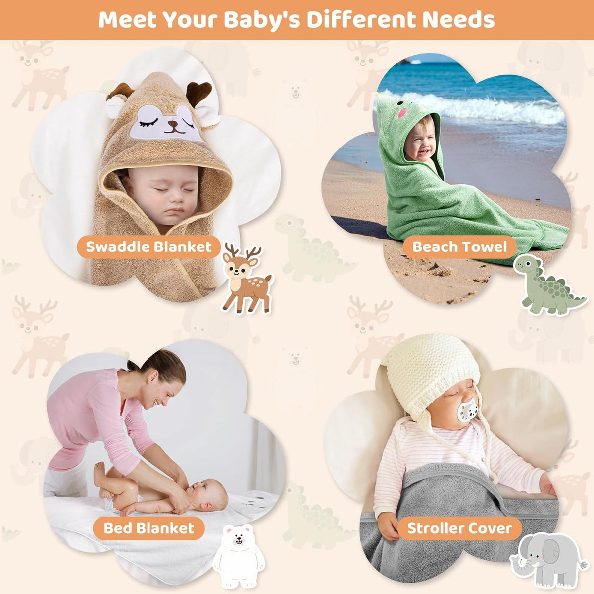 12-piece baby bath towel set, view 7