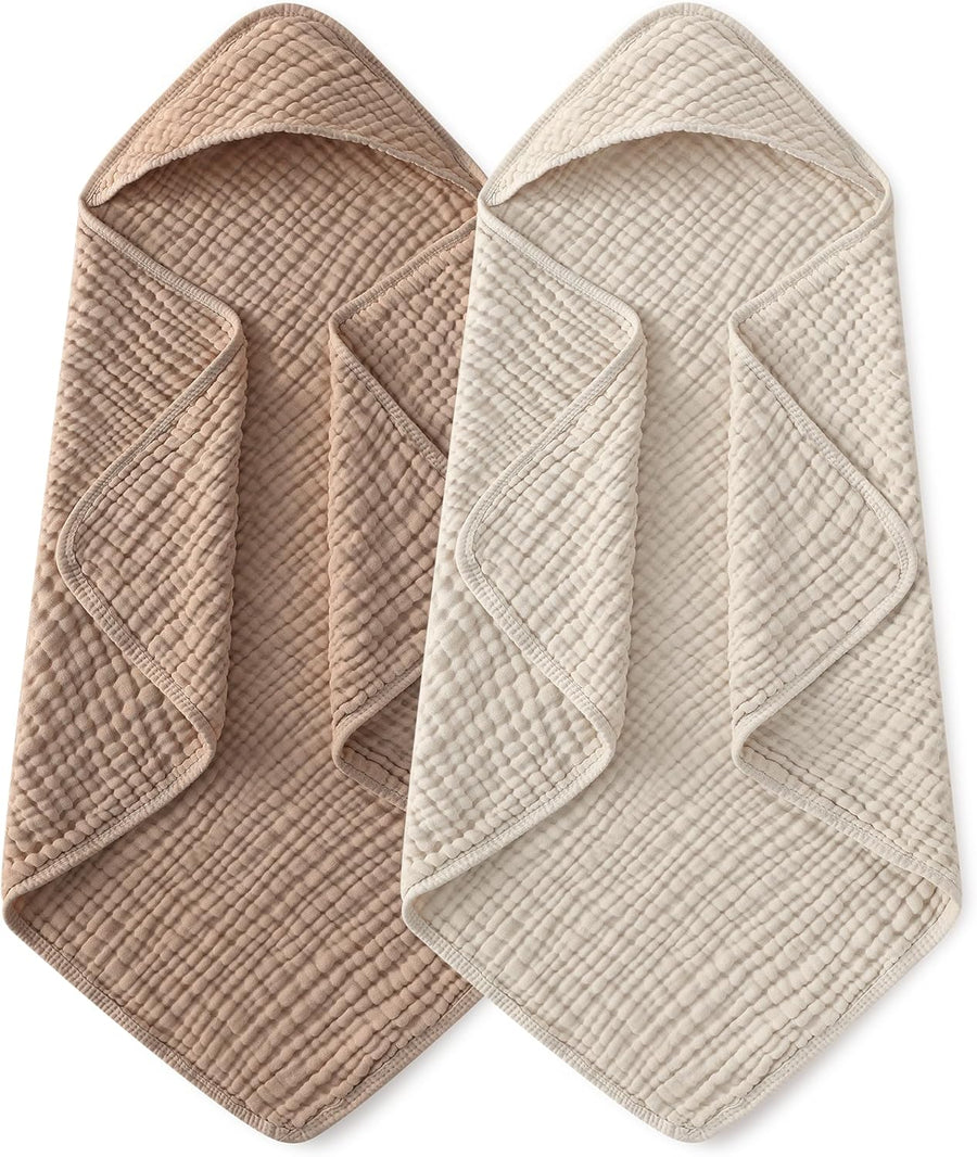Muslin hooded baby towels, 2-pack