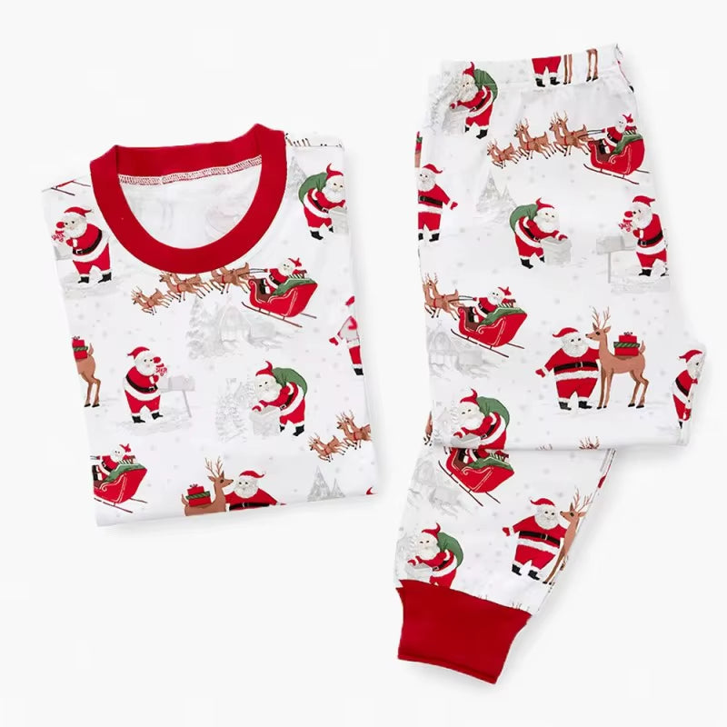 Santa print matching family Christmas pajamas, view 5