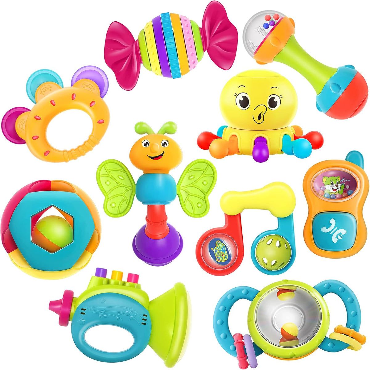 Baby rattle and teether set