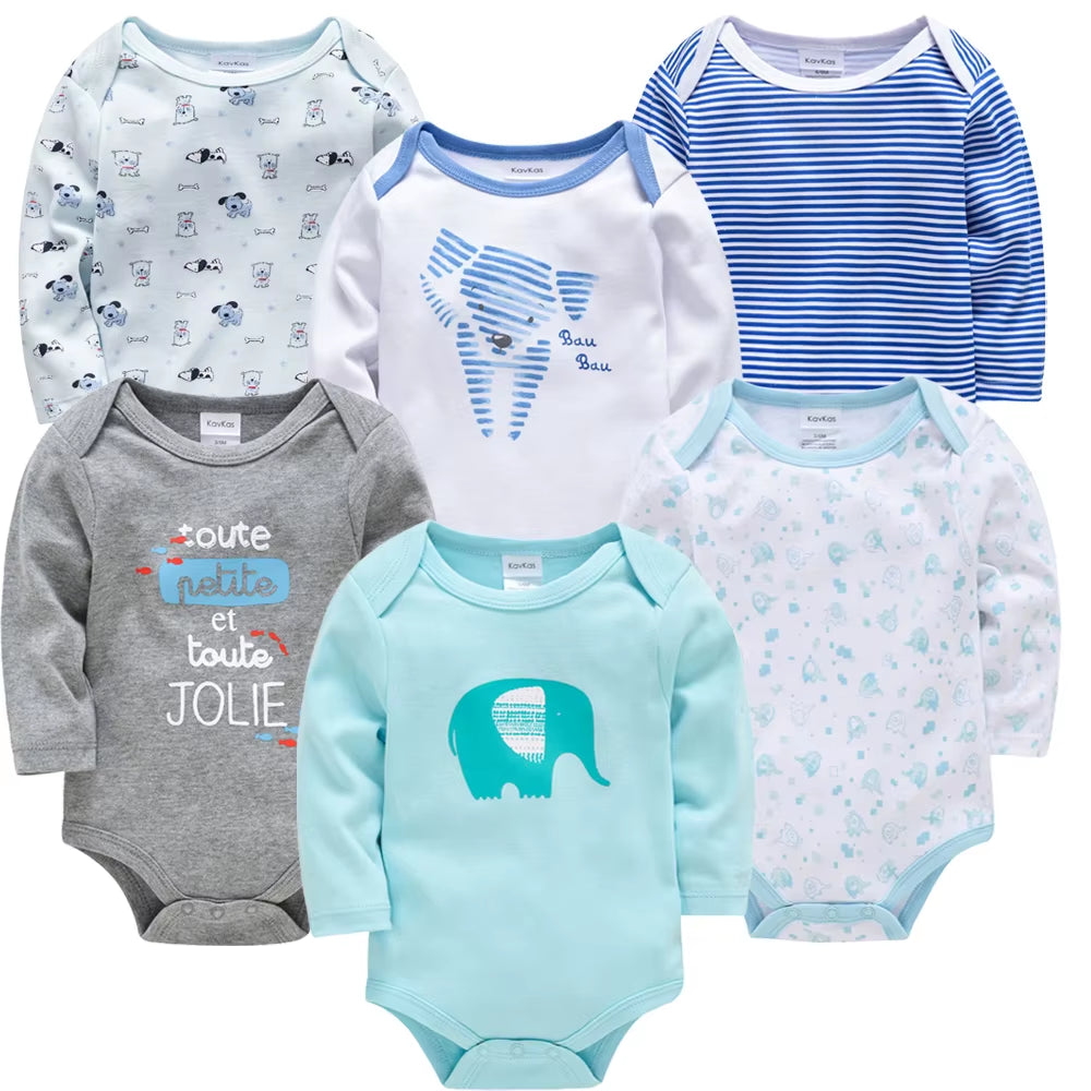 Long sleeve cotton baby bodysuits, view 2