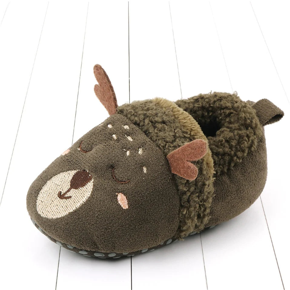 Anti-slip knit baby slippers with cartoon designs, view 5