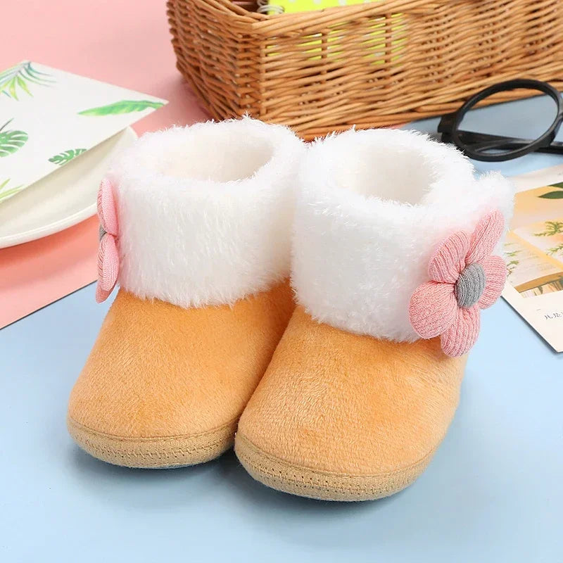 Cozy pompom baby booties, view 3