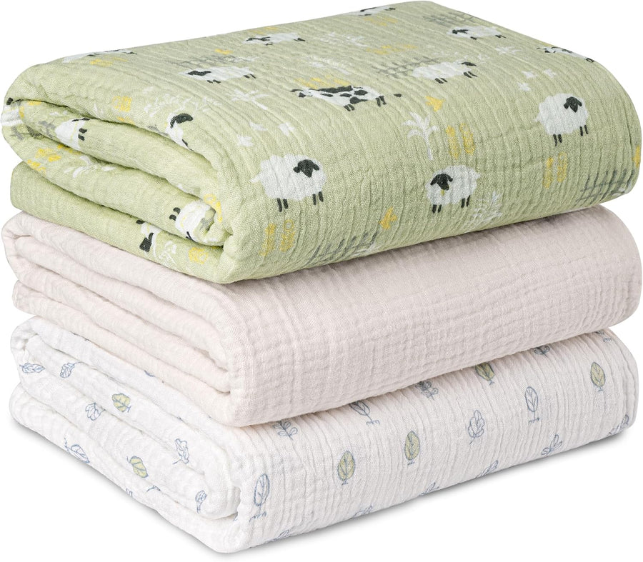 Muslin swaddle blankets, 3-pack