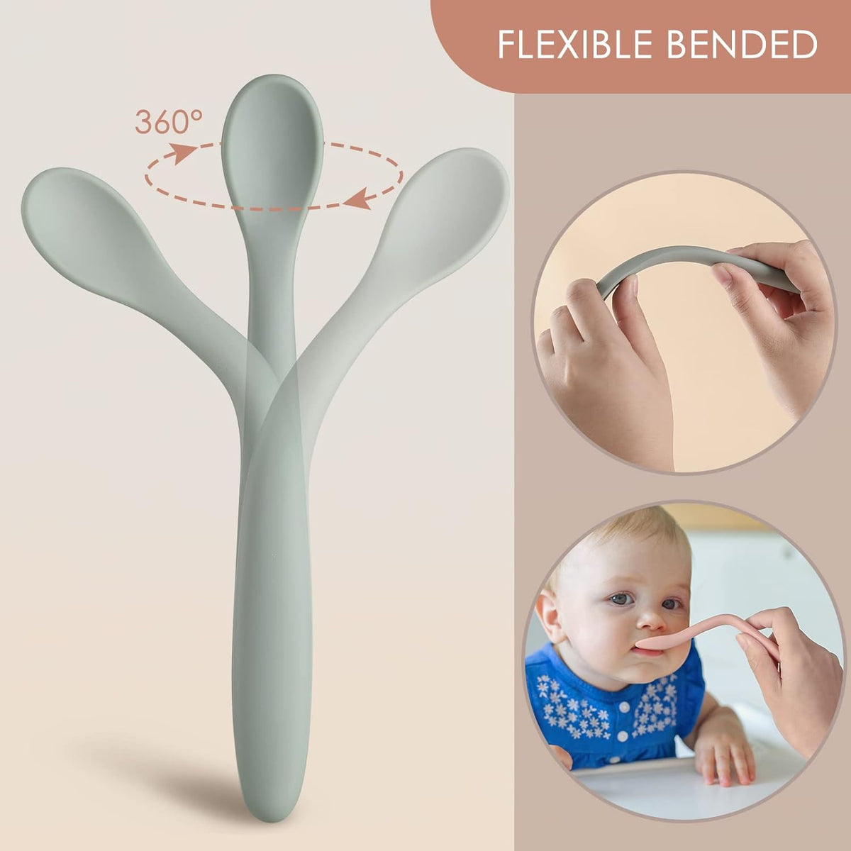 First-stage silicone baby spoons, view 4