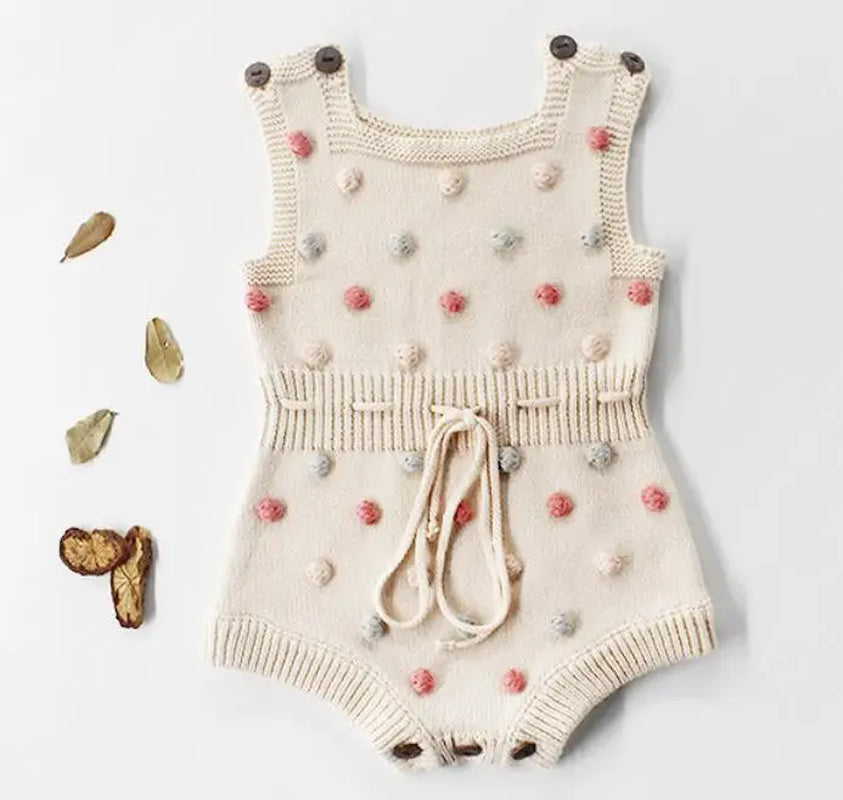 Charming Hollow Out Long Sleeve Knit Romper for Baby Girls - Perfect for Spring and Autumn