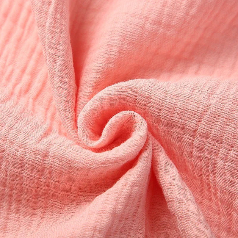 Organic cotton ruffle muslin baby swaddle, view 5