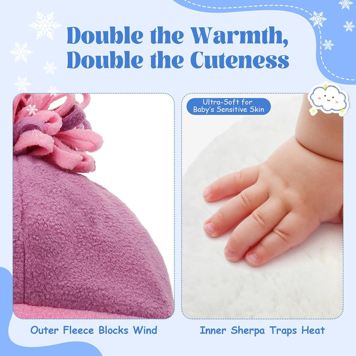 Sherpa-lined winter hat and mittens set, view 2