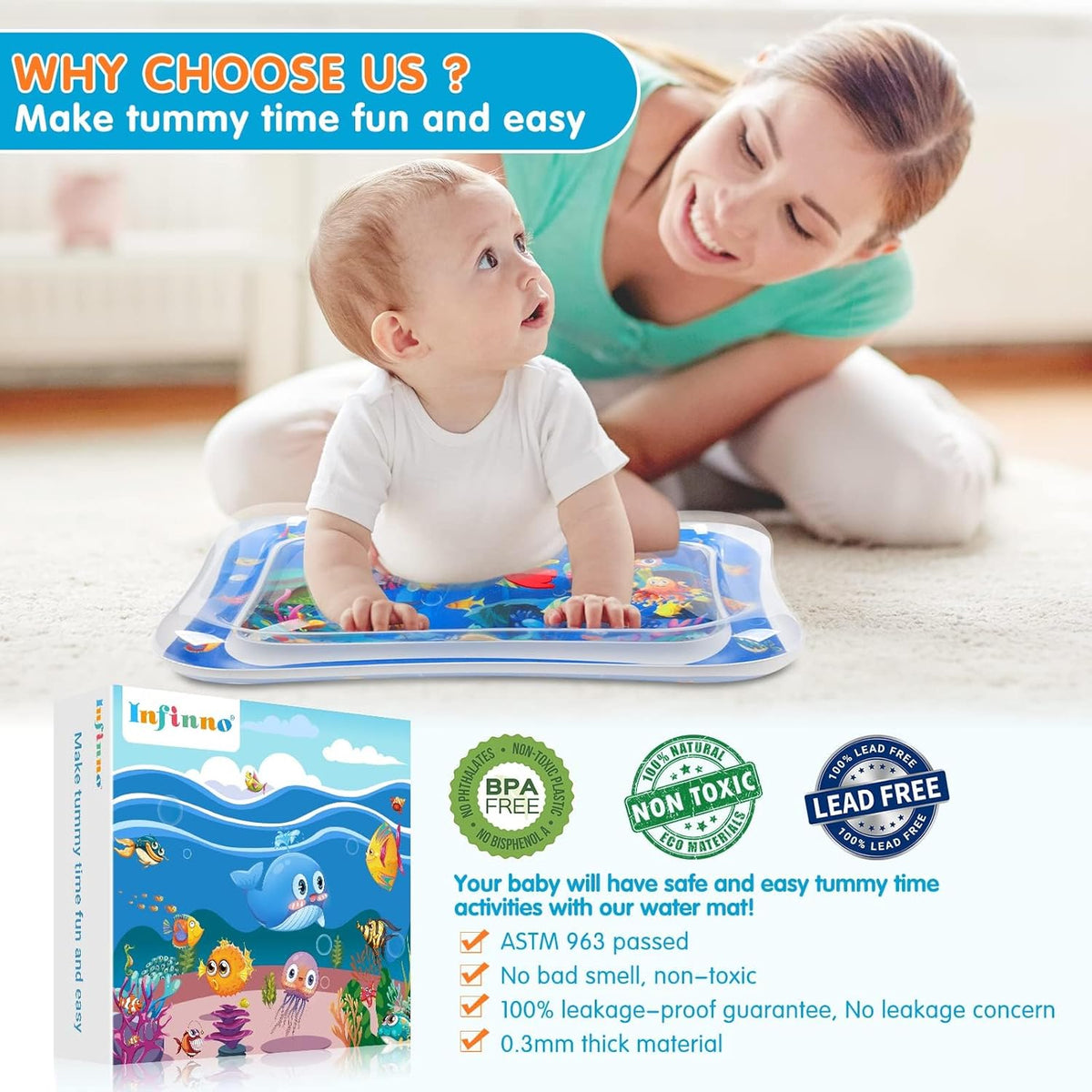 Tummy time water mat, view 5