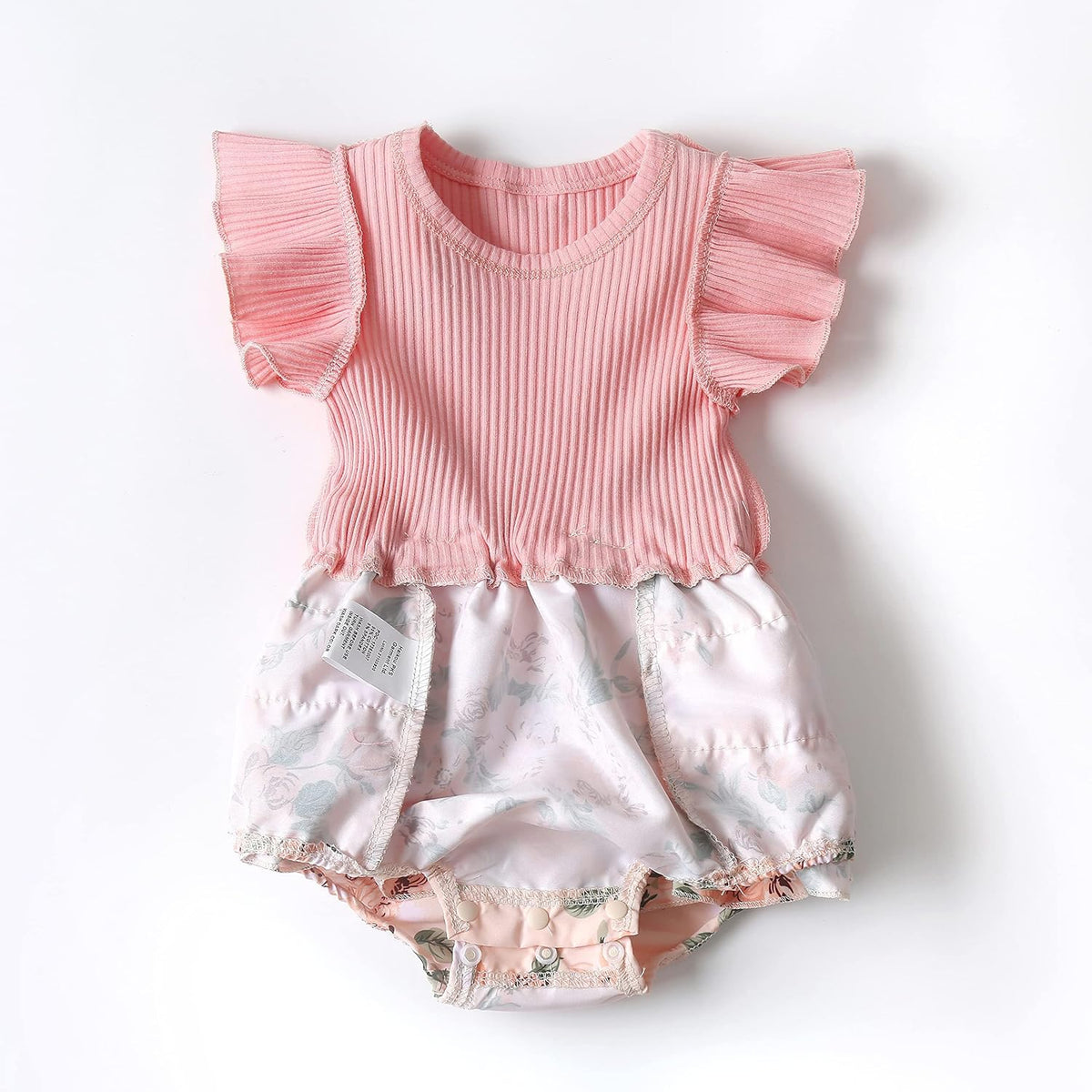 Adorable Newborn Baby Girl Floral Ruffle Sleeve Romper Dress with Headband - Perfect Spring/Summer Outfit!