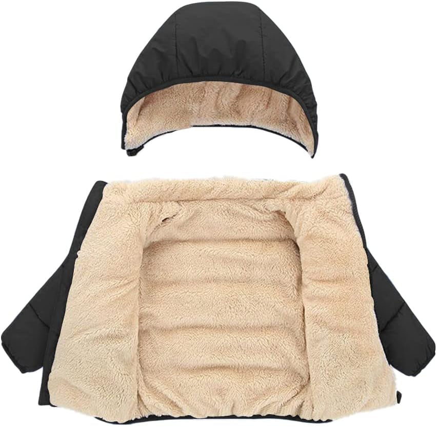 Hooded puffer winter coat, view 3