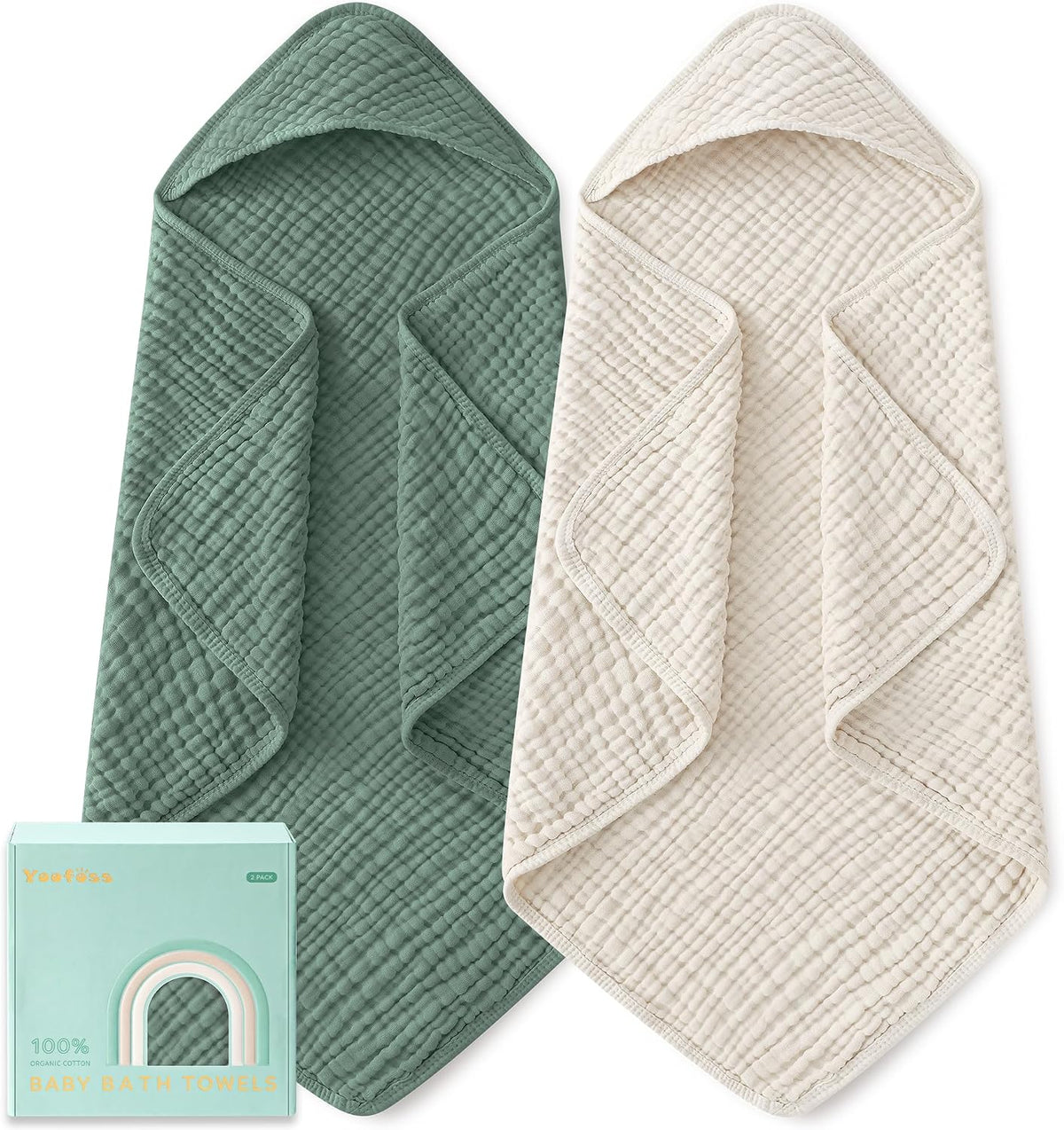 Muslin hooded baby towels, 2-pack, view 21