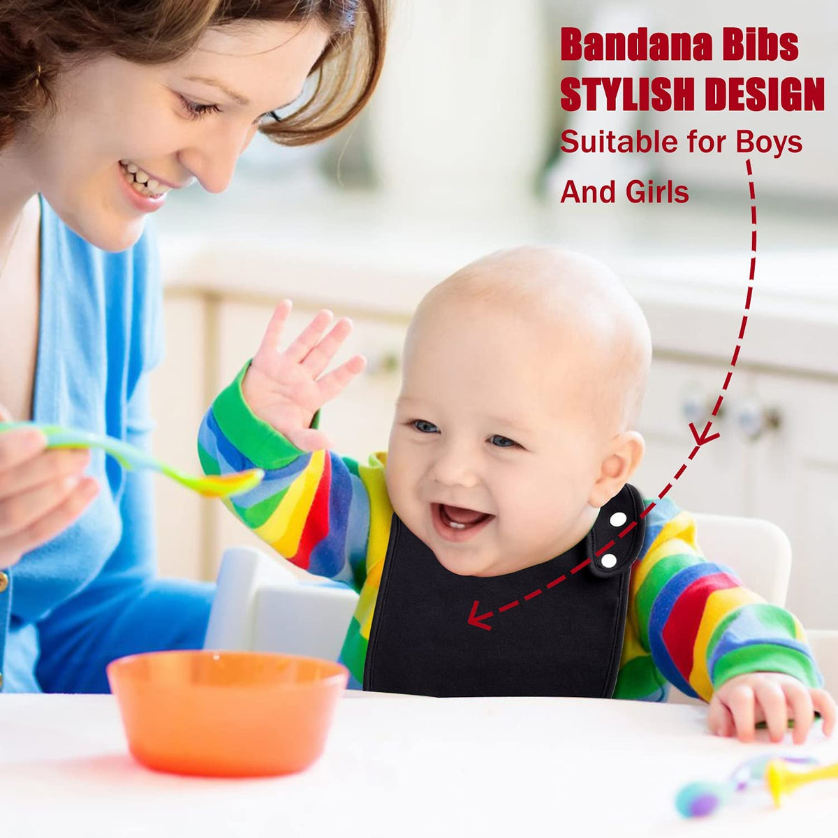 Organic cotton bandana drool bibs for babies, view 6