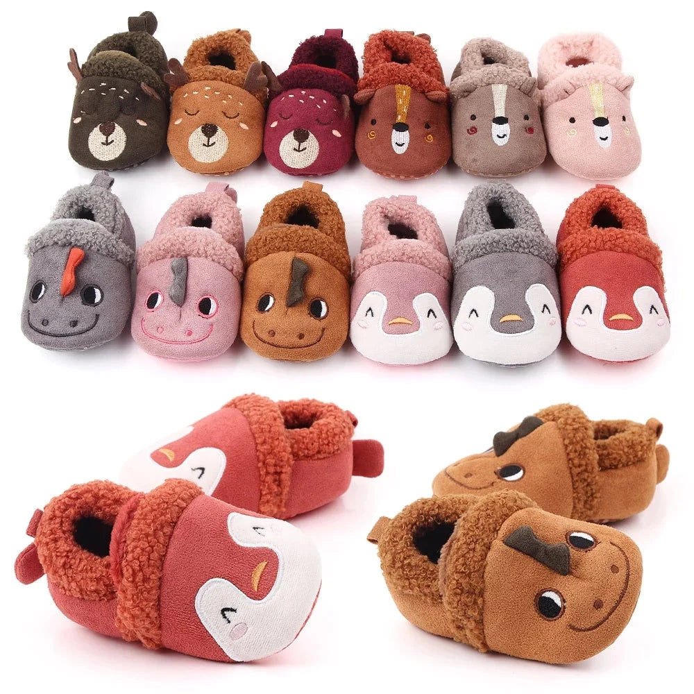 Anti-slip knit baby slippers with cartoon designs, view 2