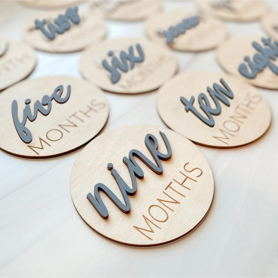 Wooden monthly milestone discs