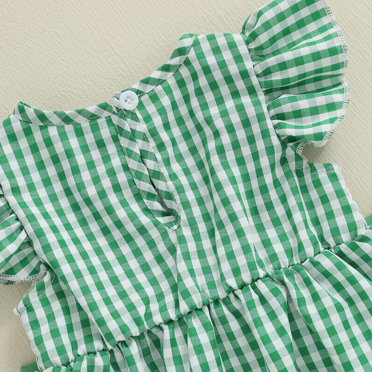 Smocked Santa gingham bubble romper, view 6