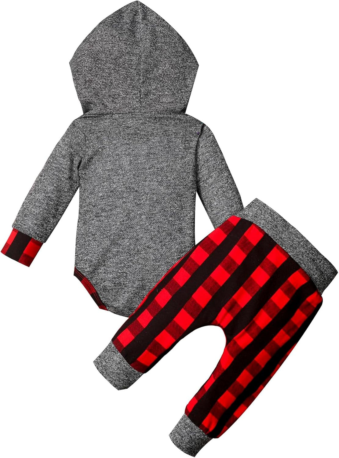 Baby boy plaid hoodie and pants two-piece set, view 6