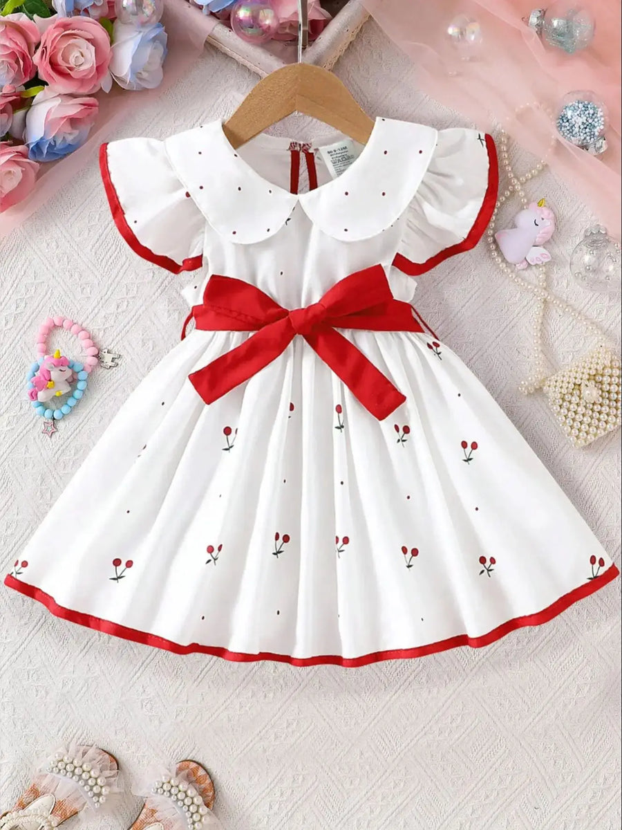 Floral short sleeve dress for baby girls