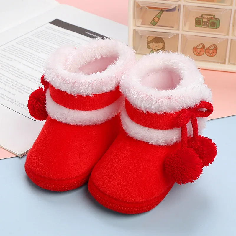 Cozy Pompom Soft Booties for Infants and Toddlers - Stylish Snow Boots for Newborn Comfort