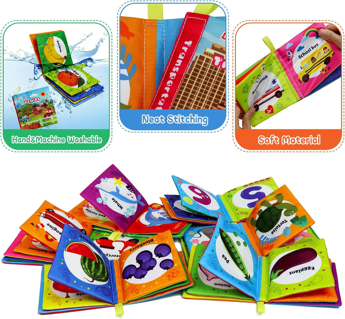 Soft cloth baby books, 6-pack, view 4
