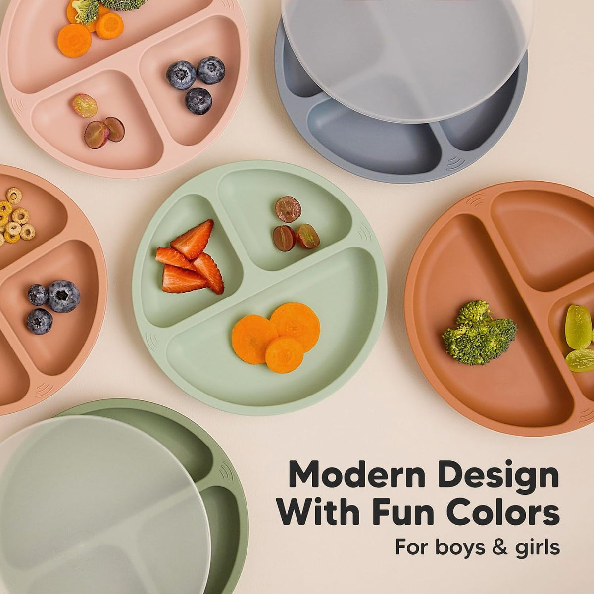 Silicone suction plates with lids, view 9
