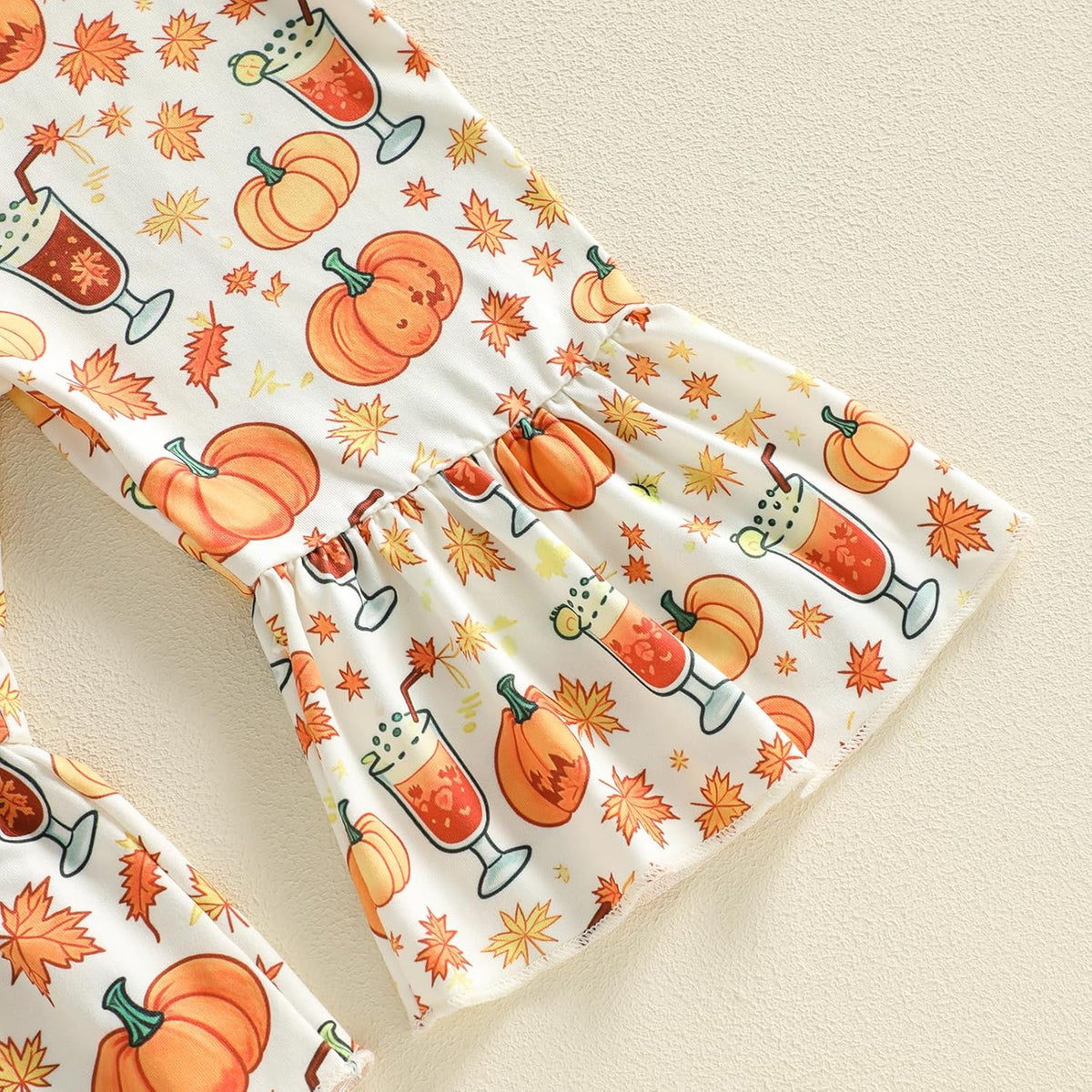 My First Halloween pumpkin romper with bell bottom pants, view 5