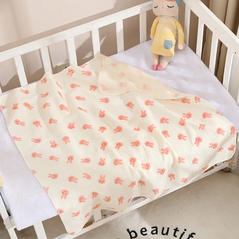 Adorable Cotton Muslin Baby Swaddle Blanket - Soft, Breathable, and Perfect for Newborns!