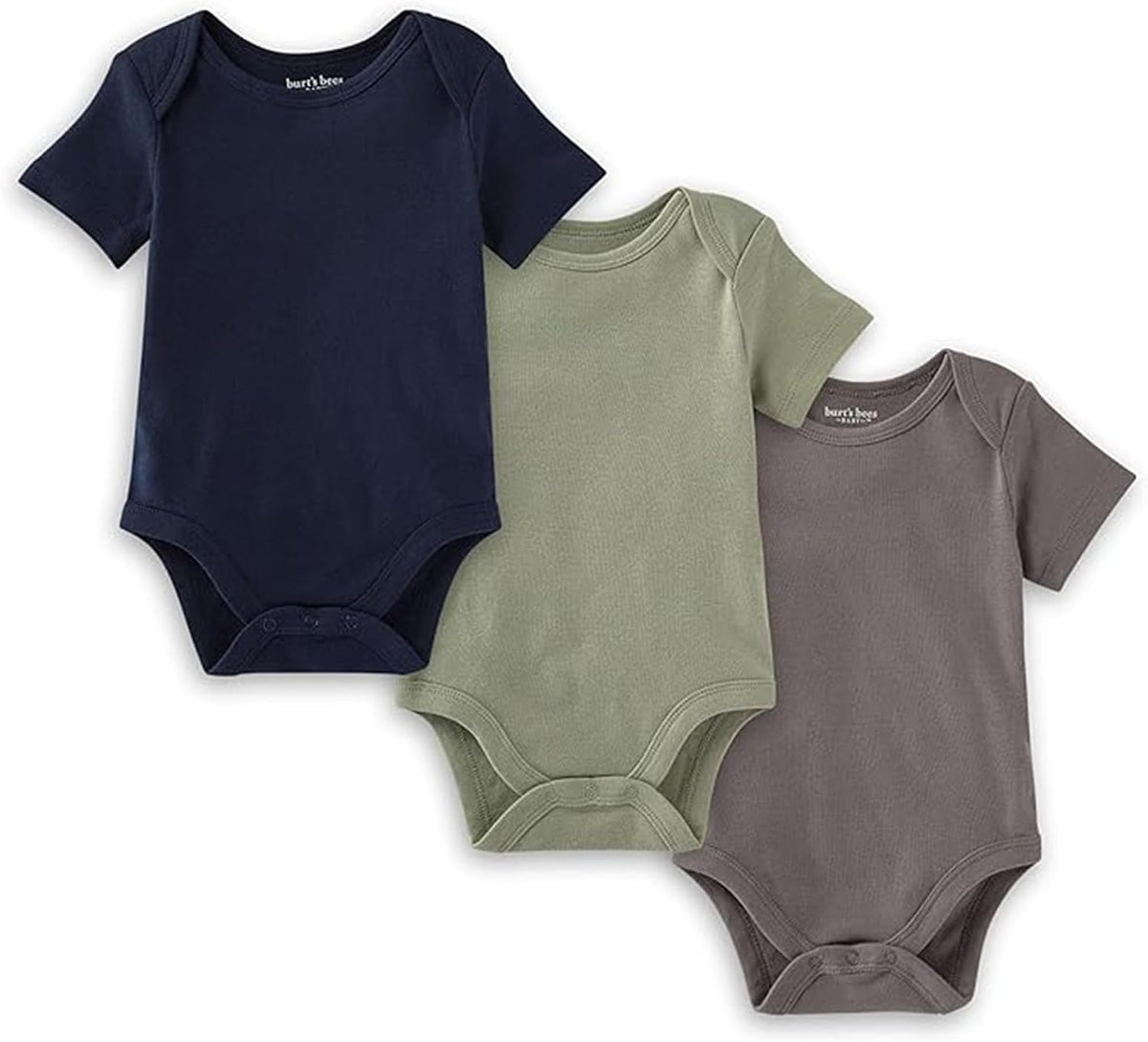 Organic cotton short sleeve baby bodysuits, three-pack