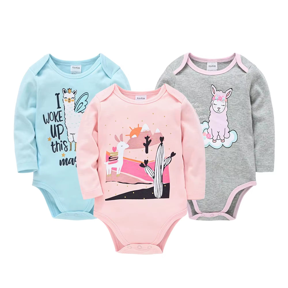 6-Piece Set of Long Sleeve 100% Cotton Bodysuits for Infants Aged 0-12 Months