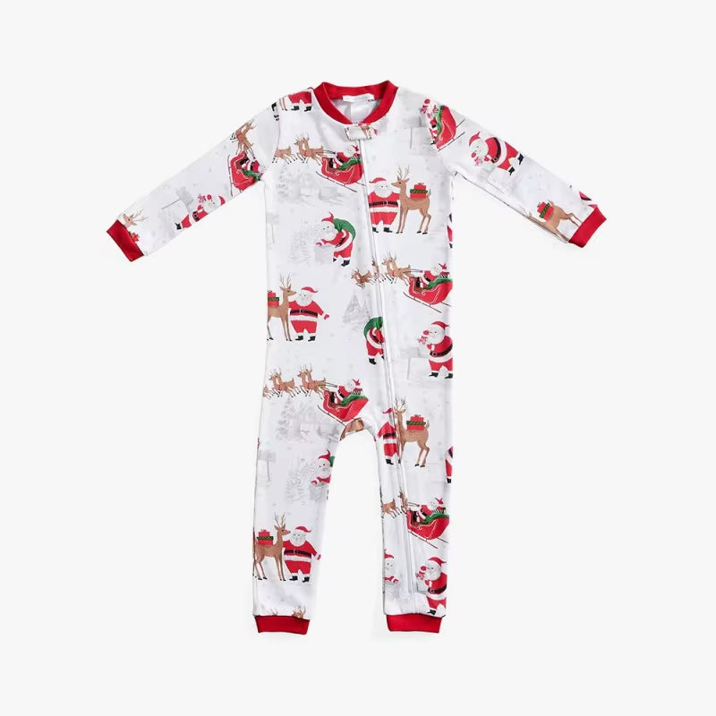 Santa print matching family Christmas pajamas, view 6