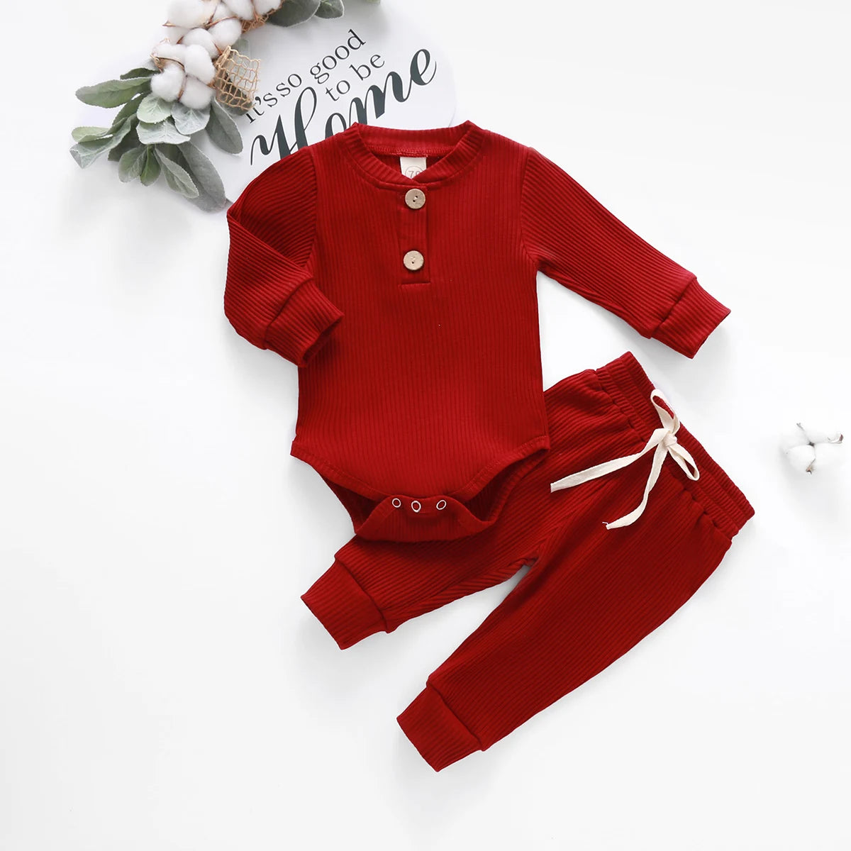 Ribbed long sleeve baby bodysuit with plaid pants, view 3