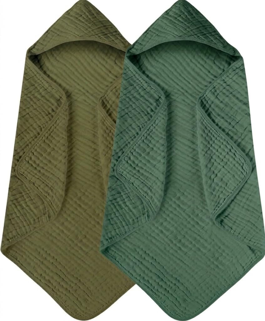 Muslin hooded baby towels, 2-pack, view 10