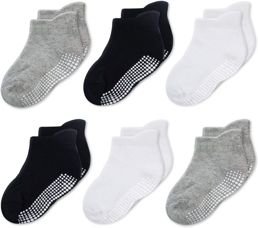 Non-slip grip ankle socks for babies and toddlers, six pairs