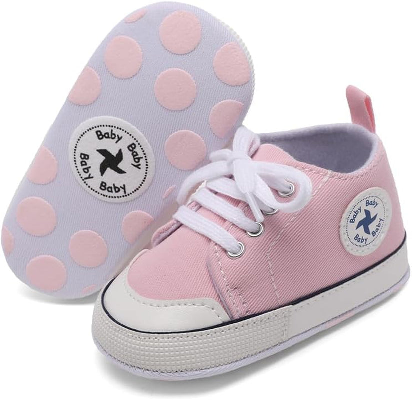 Adorable Unisex High Top Canvas Sneakers for Newborns - Soft Anti-Slip Sole First Walkers in Denim