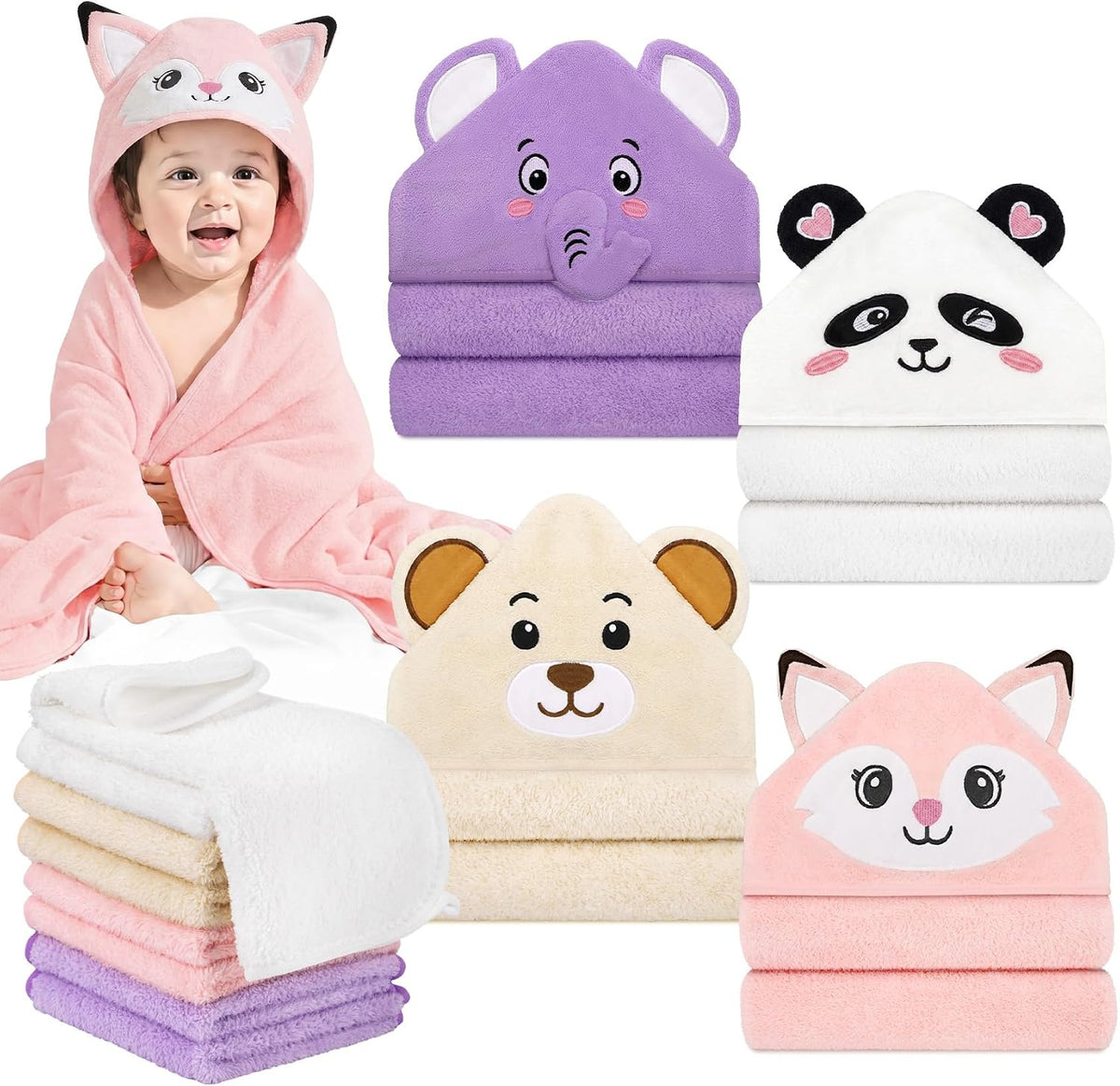 12-piece baby bath towel set, view 9