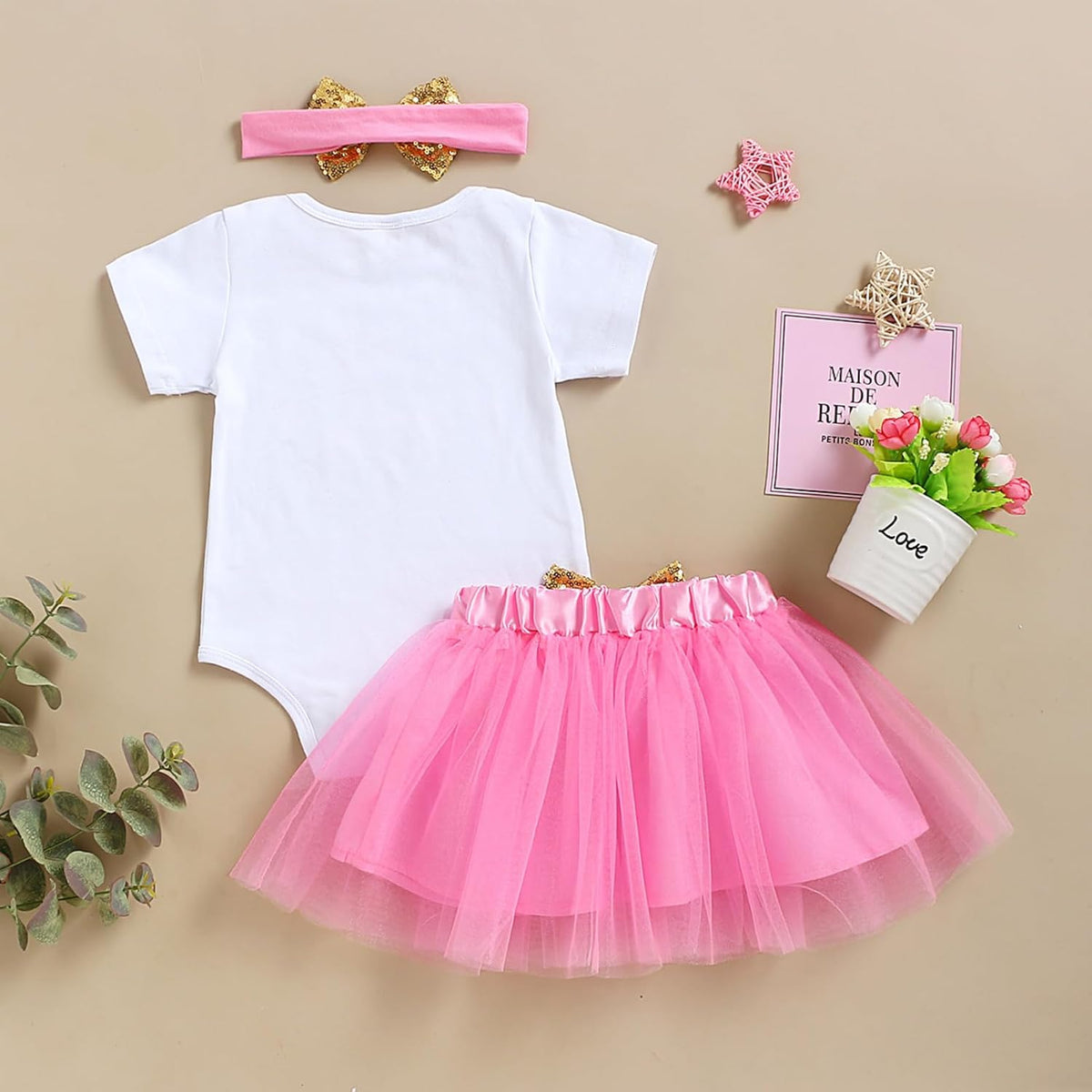 First birthday cake smash outfit with romper, tutu and headband, view 3