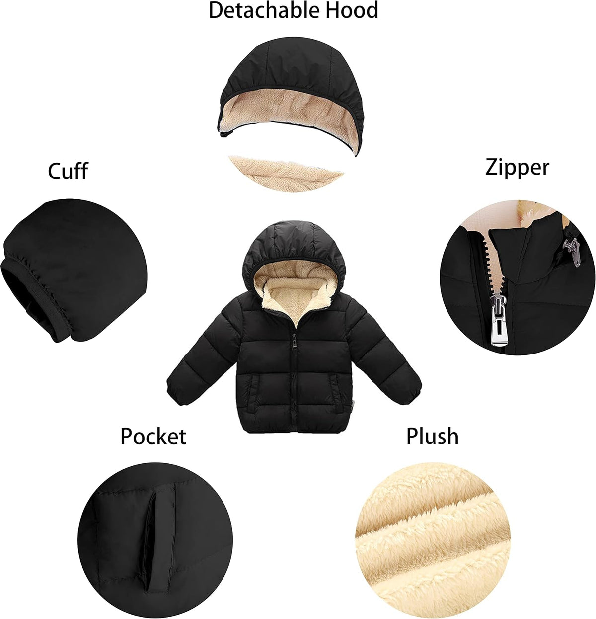 Hooded puffer winter coat, view 4