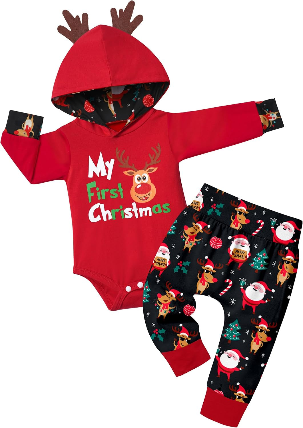 Adorable Newborn Baby Boy Plaid Hoodie & Pants Set - Cozy 2PCS Fall/Winter Outfit